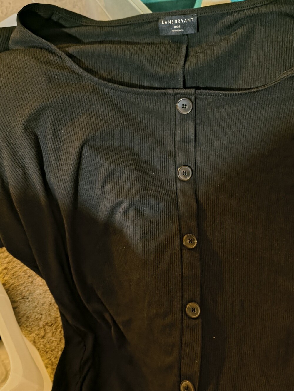 Lane Bryant Black Button Front Top Size 26/28